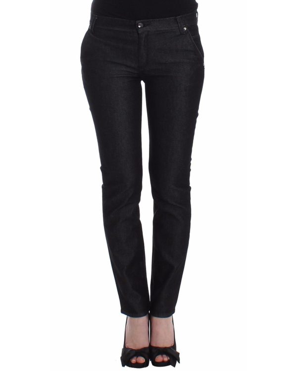 Authentic Ermanno Scervino Black Skinny Jeans with Logo Details W26 US Women