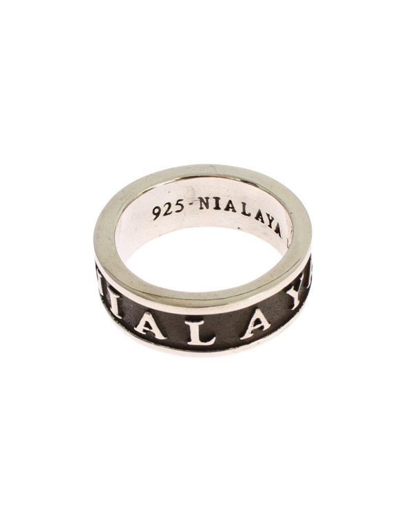 925 Sterling Silver Logo Ring Men – 63 EU