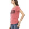 Short Sleeve T-shirt with V-neck and Front Print – L