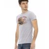 Short Sleeve Round Neck T-shirt with Front Print – M