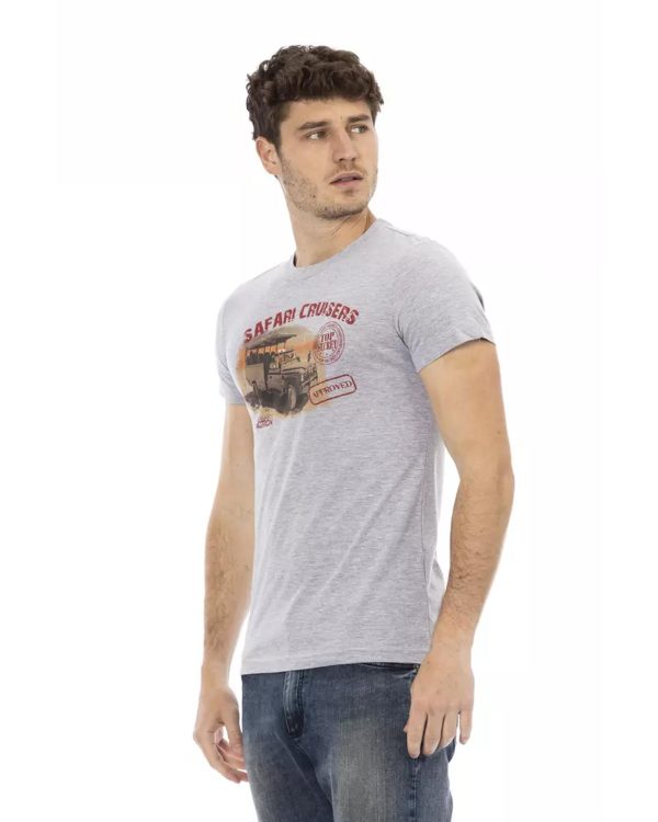 Short Sleeve Round Neck T-shirt with Front Print – M