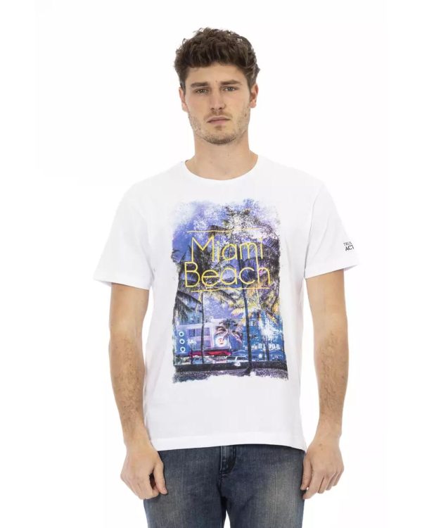 Front Print Short Sleeve T-shirt with Round Neck – 3XL