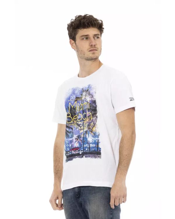 Front Print Short Sleeve T-shirt with Round Neck – 3XL