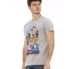 Short Sleeve T-shirt with Round Neck and Front Print – L