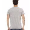 Short Sleeve T-shirt with Round Neck and Front Print – L