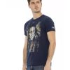 Short Sleeve T-shirt with Round Neck and Front Print – L