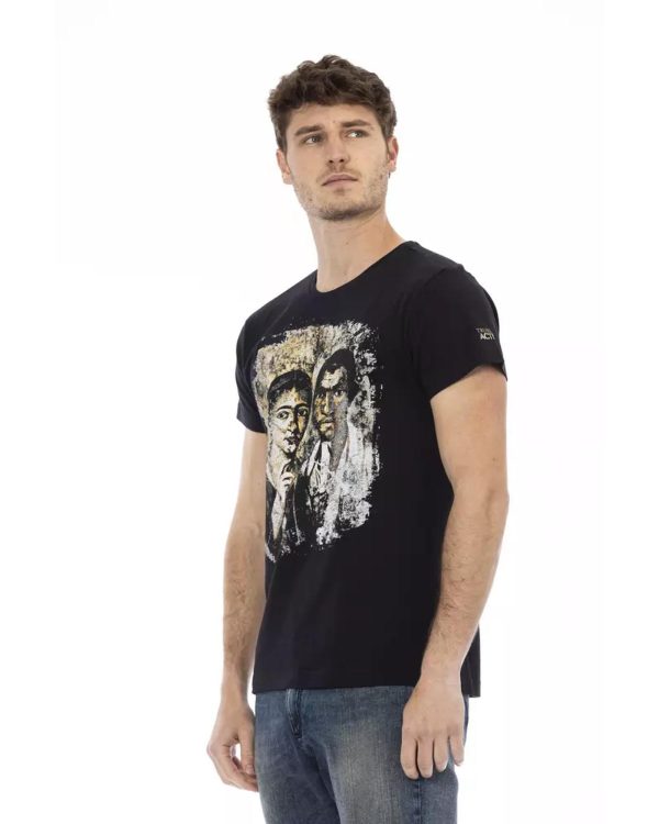 Short Sleeve T-shirt with Round Neck and Front Print – L