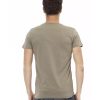 Short Sleeve V-Neck T-Shirt with Front Print – L