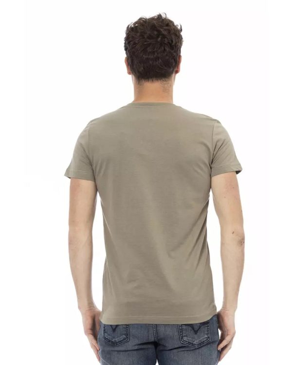 Short Sleeve V-Neck T-Shirt with Front Print – L