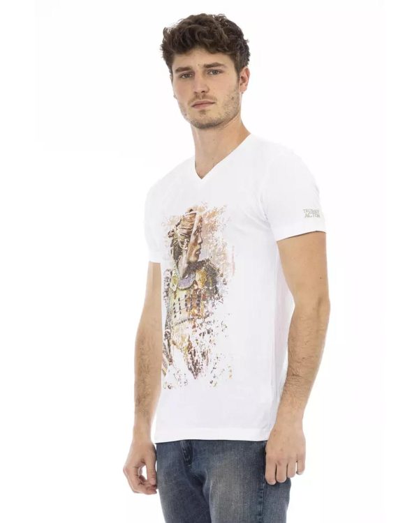 Short Sleeve V-Neck T-shirt with Front Print – 3XL