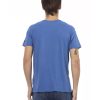 Short Sleeve T-shirt with V-neck and Front Print – L