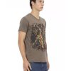 Short Sleeve V-Neck T-Shirt with Front Print – L