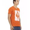 Short Sleeve T-shirt with V-neck and Front Print – L