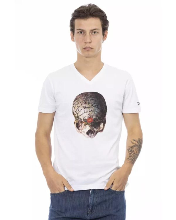 Short Sleeve T-shirt With V-neck. Front Print. – L