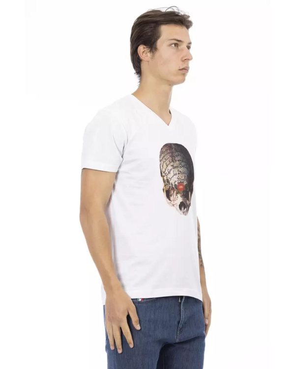 Short Sleeve T-shirt With V-neck. Front Print. – L