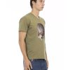 Short Sleeve T-shirt with V-neck and Front Print – L