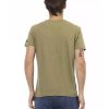 Short Sleeve T-shirt with V-neck and Front Print – L