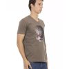 Short Sleeve V-neck T-shirt with Front Print – L