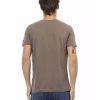 Short Sleeve V-neck T-shirt with Front Print – L