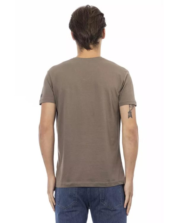 Short Sleeve V-neck T-shirt with Front Print – L