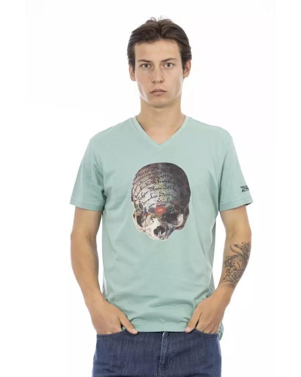 Front Print V-Neck Short Sleeve T-shirt – L