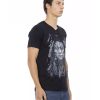 Short Sleeve T-shirt with V-neck and Front Print – M