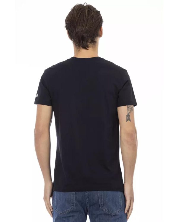 Short Sleeve T-shirt with V-neck and Front Print – M