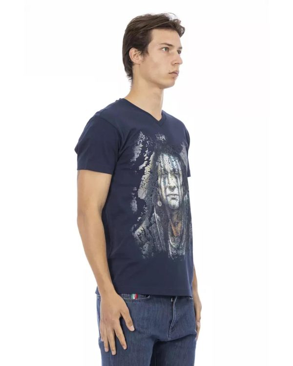 Front Print V-neck T-shirt – L