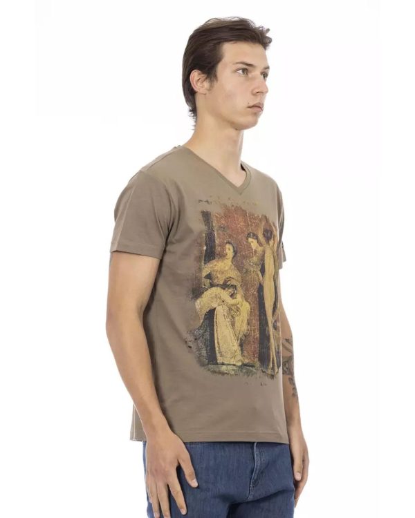 Short Sleeve T-shirt with V-neck and Front Print – 3XL