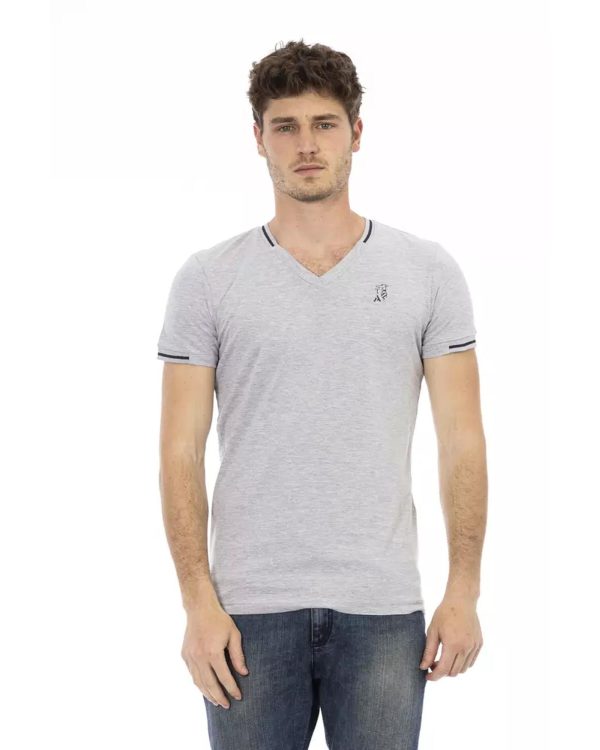 Short Sleeve T-shirt with V-neck and Print – L