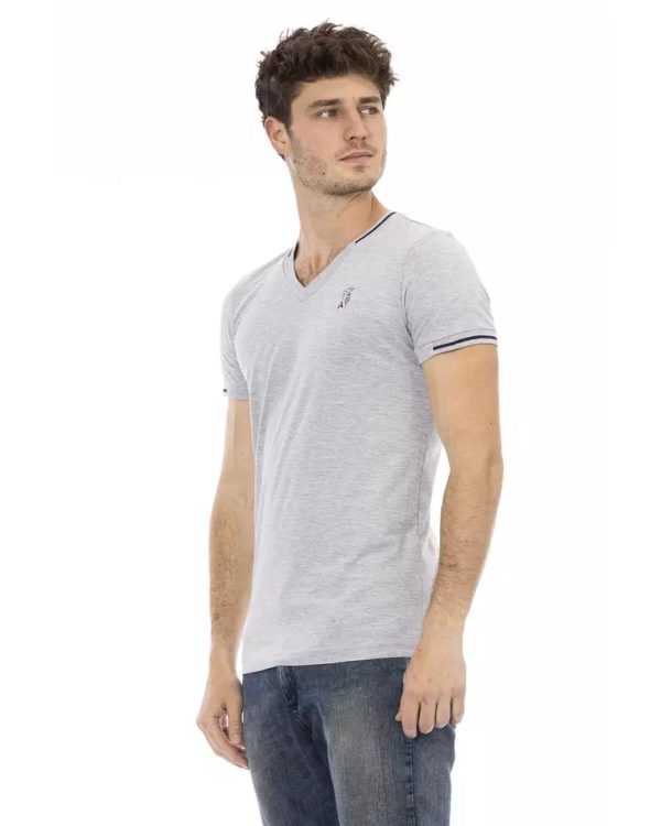 Short Sleeve T-shirt with V-neck and Print – L