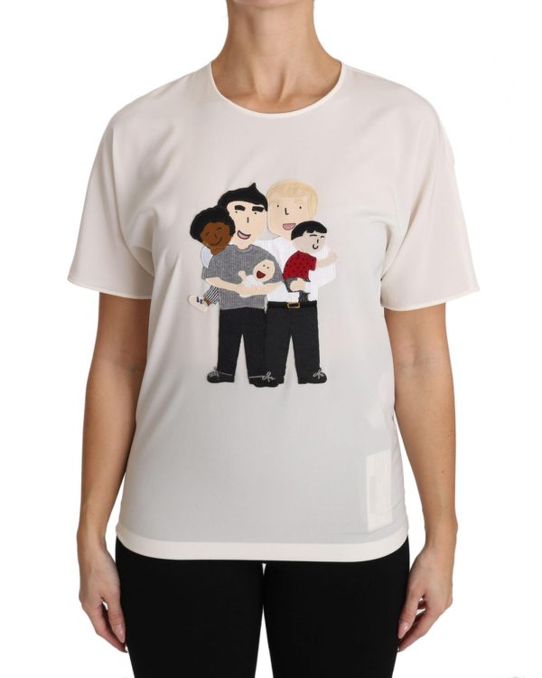 DOLCE & GABBANA Figure Family Silk T-Shirt Women – 36 IT