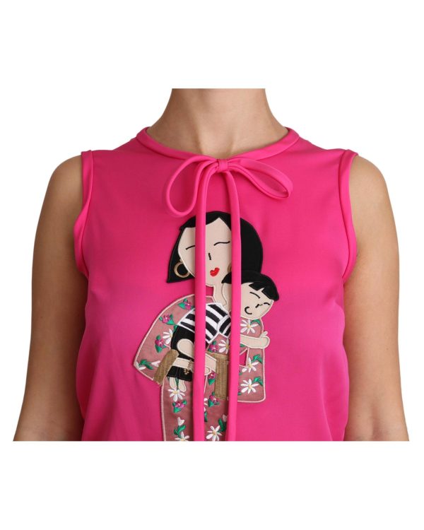 Stunning Dolce & Gabbana Family Silk Tank Top Shirt Women – 38 IT