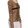 Roberto Cavalli Long Sleeve Round Neck Leopard Top Women – 46 IT