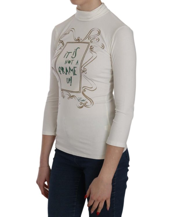 EXTE White Printed Turtle Neck Blouse Women – 38 IT