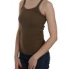 Brown Round Neck Sleeveless Spaghetti Strap Top Blouse Women – 42 IT