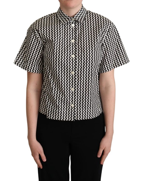 Signature Zigzag Design Cotton Polo by Dolce & Gabbana – 40 IT