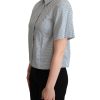 Polka Dot Collared Shirt – Blue Women – 40 IT