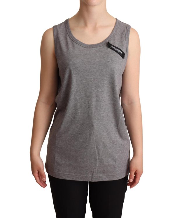 Gray Round Neck Sleeveless Tank by Dolce & Gabbana 38 IT Women