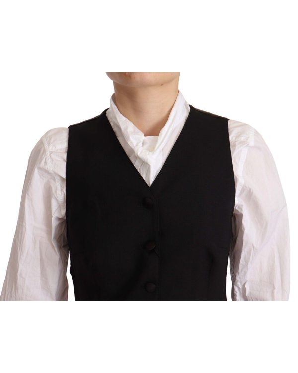 Black Vest Top with Button Fastening by Dolce & Gabbana – 38 IT