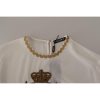 Gorgeous Dolce & Gabbana Silk T-Shirt with Gold DG Crown Logo Embroidery 38 IT Women