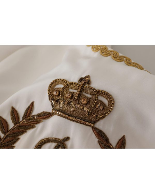 Gorgeous Dolce & Gabbana Silk T-Shirt with Gold DG Crown Logo Embroidery 38 IT Women