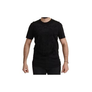 Authentic Dolce & Gabbana Black Baroque Motive T-shirt Men