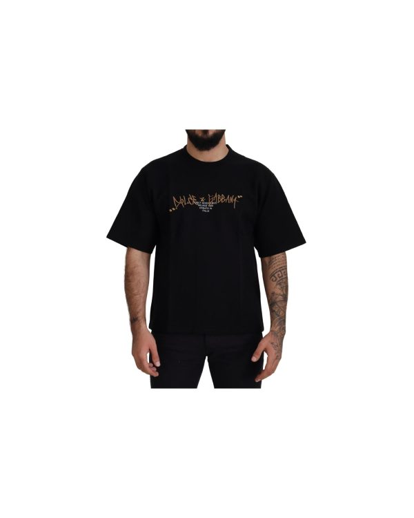 Authentic Dolce & Gabbana Black Logo T-Shirt – 44 IT