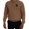 Cashmere Crewneck Pullover Sweater with Logo Details – 48 IT