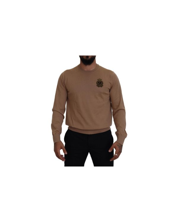 Cashmere Crewneck Pullover Sweater with Logo Details – 48 IT