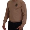 Cashmere Crewneck Pullover Sweater with Logo Details – 48 IT