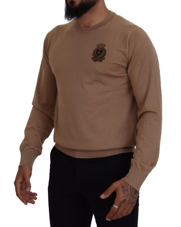 Cashmere Crewneck Pullover Sweater with Logo Details – 48 IT