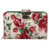 Floral Print Bifold Continental Wallet with Zipper Closure One Size Women