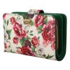 Floral Print Bifold Continental Wallet with Zipper Closure One Size Women